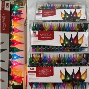 Holiday Home Set of 3 Shimmering Flame Tip Tear Drop Light Sets Vintage Style